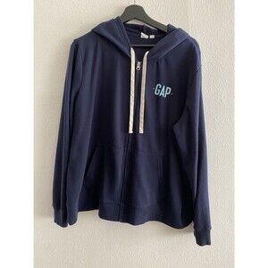 Gap Zip Up Sweatshirt Hoodie Womens XXL Navy Logo American Classics J10